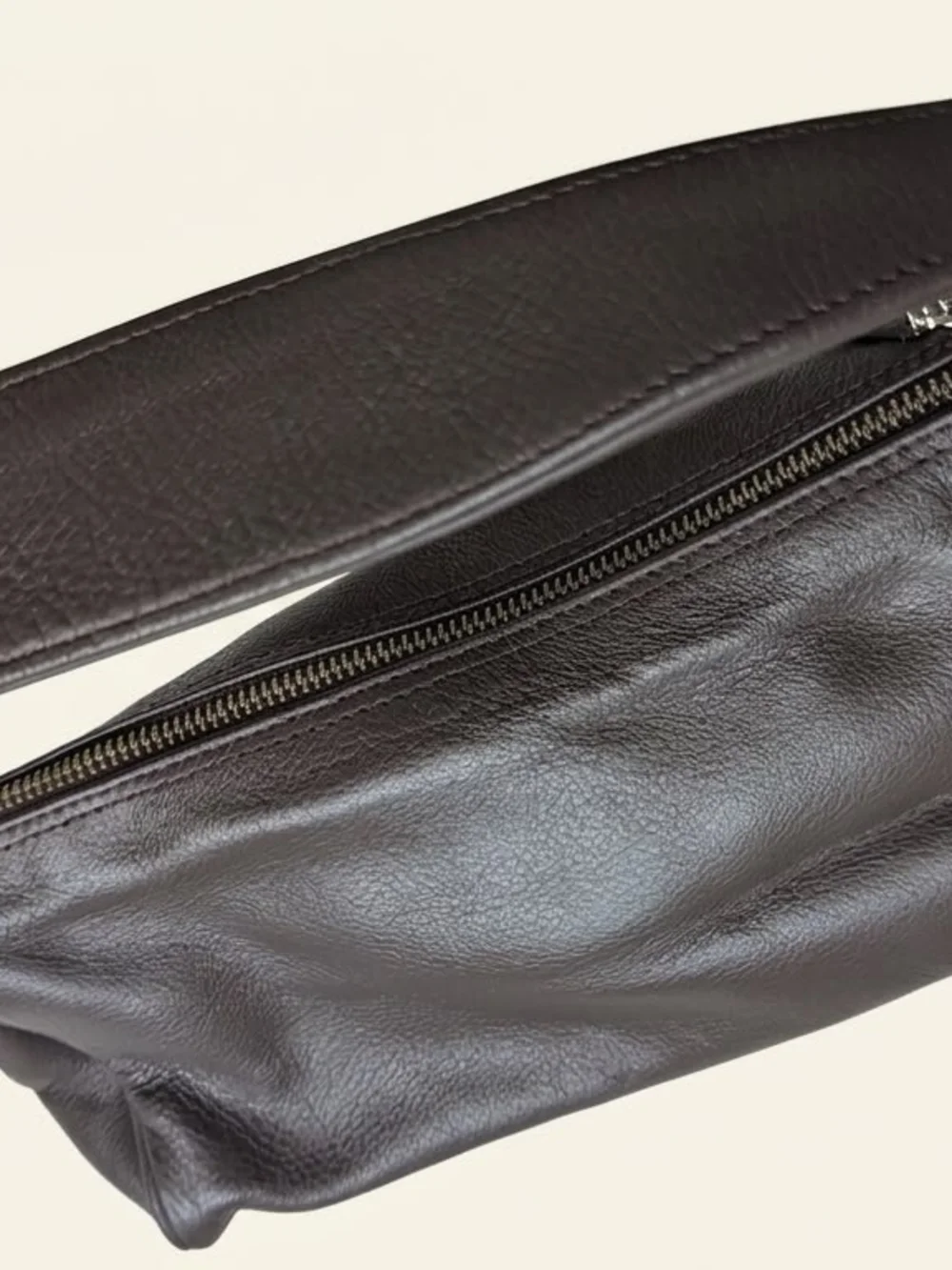 Vintage Brown Leather Shoulder Bag with Letter Charms